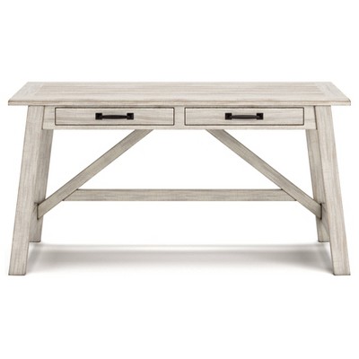 Transitional 60'' White Pine Home Office Desk with USB Port