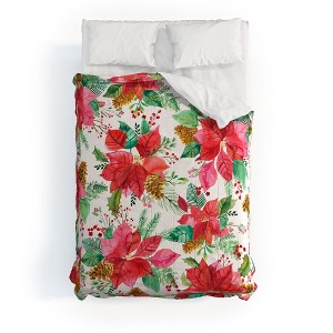 Ninola Design Poinsettia holiday flowers Comforter + Pillow Sham(s) - Deny Designs - 1 of 3