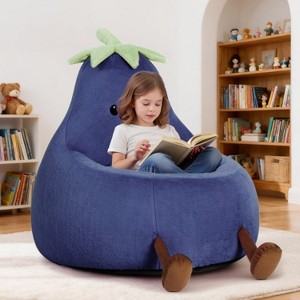 FONTOI 31" Eggplant-Shaped Mini Sofa Chair, Cute Cartoon Sofa with Washable Cover for Living Room, Playroom, Kid Gift Soft, 30.3"*31.1"*27.5" - 1 of 4