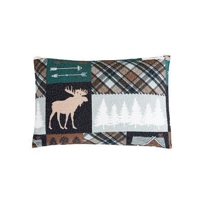 Full/Queen Brown Cotton Reversible Quilt Set with Wilderness Pattern