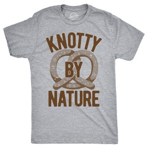 Mens Knotty By Nature T Shirt Funny Salted Soft Pretzel Joke Tee For Guys - Crazy Dog Men's T Shirt - 1 of 4