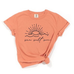 Simply Sage Market Women's Sea Salt Sun Short Sleeve Garment Dyed Tee - 1 of 2