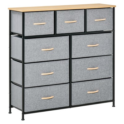 39.25" Fabric Steel Frame 9-Drawer Dresser with Large Capacity, Anti-Toppling Design, and Lightweight Portable Design