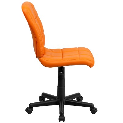 Mid-Back Armless Orange Vinyl Task Chair with Swivel