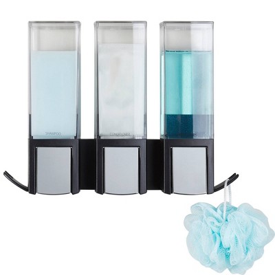 Clever Black and Chrome Triple Shower Dispenser