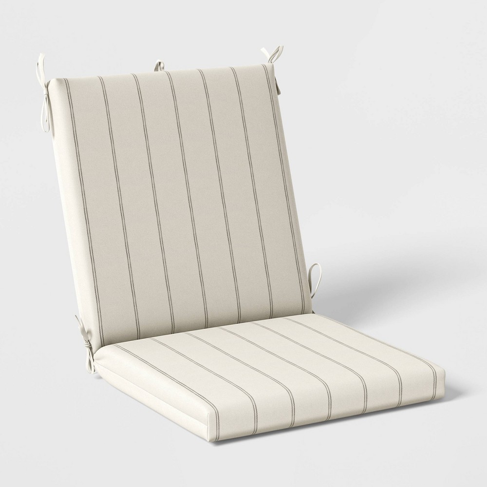Photos - Pillow 43"x21" Simple Stripe Woven Outdoor Chair Cushion Cream/Black - Threshold™
