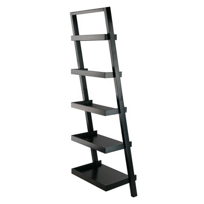 Bellamy Black 69" Wood Leaning Ladder Bookcase