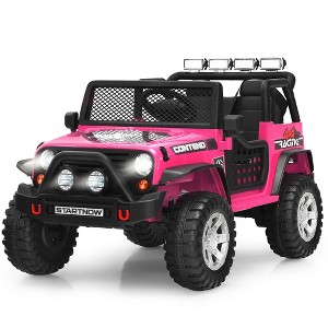 Costway 12V Kids Ride On Truck Remote Control Electric Car with Lights&Music White\Black\Pink\Red - 1 of 4