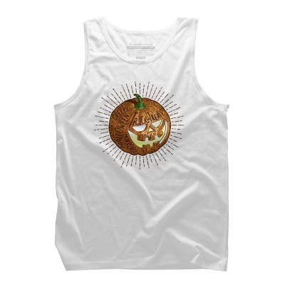 Men's Design By Humans Halloween smiling retro pumpkin with fine detailed lettering By Agor2012 Tank Top