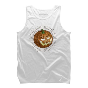 Men's Design By Humans Halloween smiling retro pumpkin with fine detailed lettering By Agor2012 Tank Top - 1 of 2