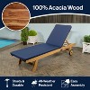 Mallorca 77.56"x23.62" Modern Classic Adjustable Acacia Wood Chaise Outdoor Lounge Chair with Cushion & Wheels - JONATHAN Y - 3 of 4