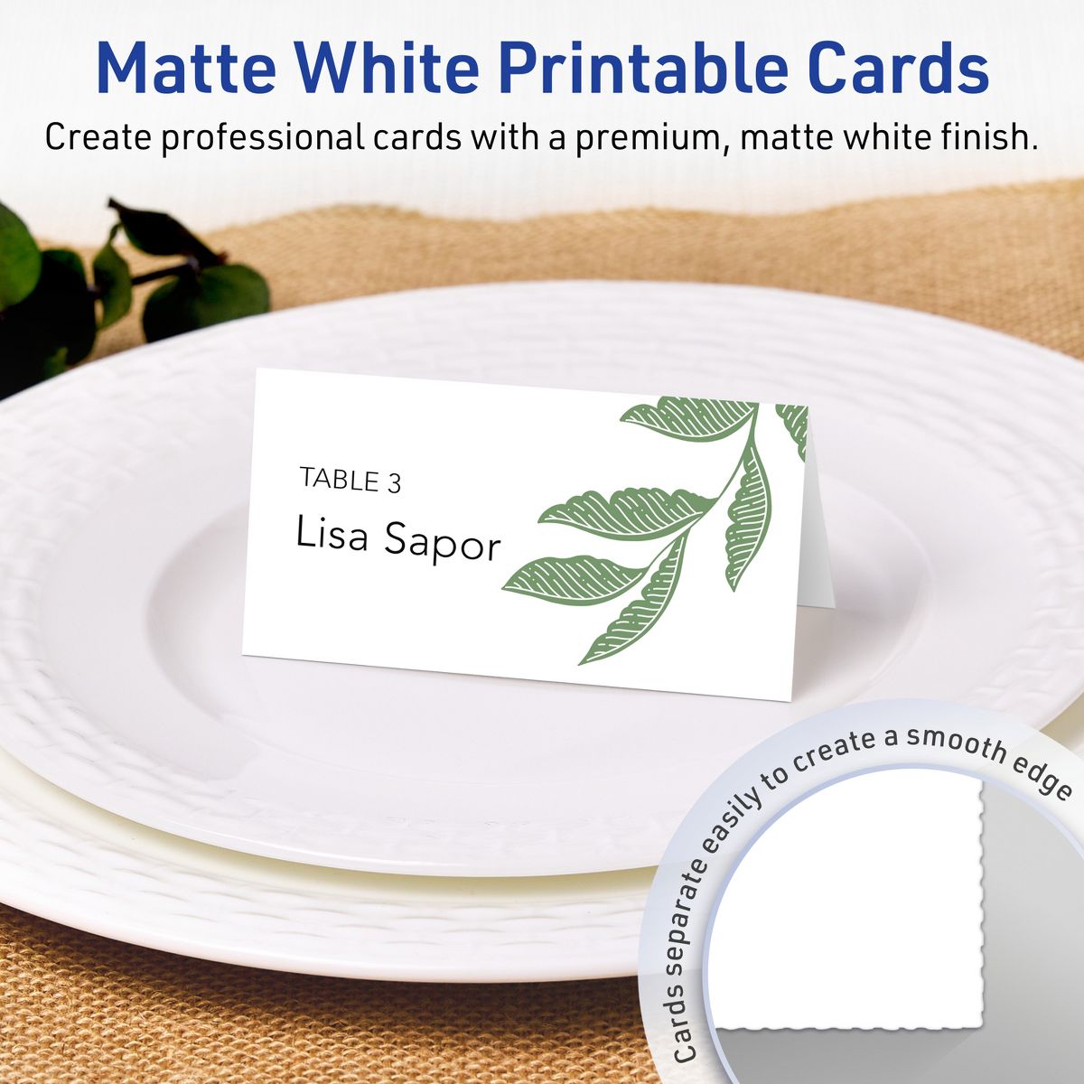 Avery Matte White Tent Cards, 2-1/6" x 4" Rectangle - thumbnail 2