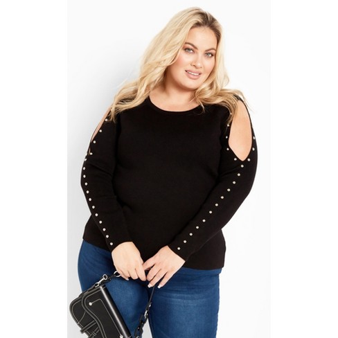 Plus size 2025 cold shoulder sweater