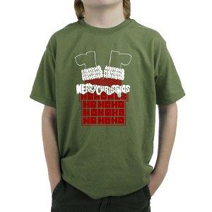 LA Pop Art Chimney Santa - Boy's Word Art T-Shirt Military Small - 1 of 4