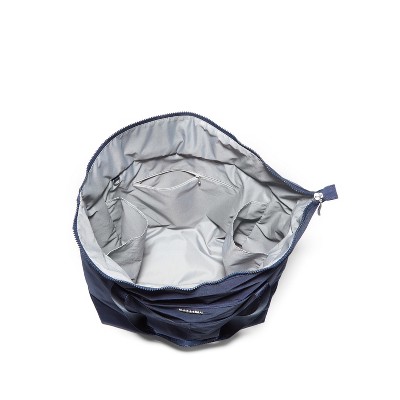Large French Navy Nylon Crossbody Tote Bag with Multifunctional Pockets