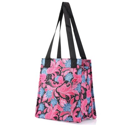 pink tote bag with zipper