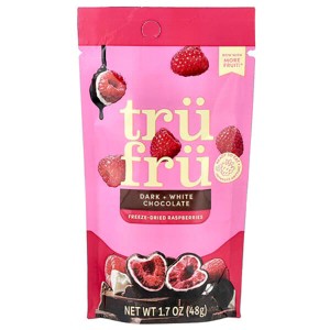Tru Fru, Freeze-Dried Raspberries, Dark + White Chocolate, 1.7 oz - 1 of 4