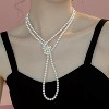 Elegant Women Lady Long White Sweater Created Pearl Necklace Beaded Necklace - 4 of 4