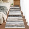 Modern Runner Rug 2x6 Washable Striped Accent Carpet with Non-Slip Backing, Stain-Resistant Low Pile Hallway Rug, Foldable Contemporary Floor Cover - 2 of 4