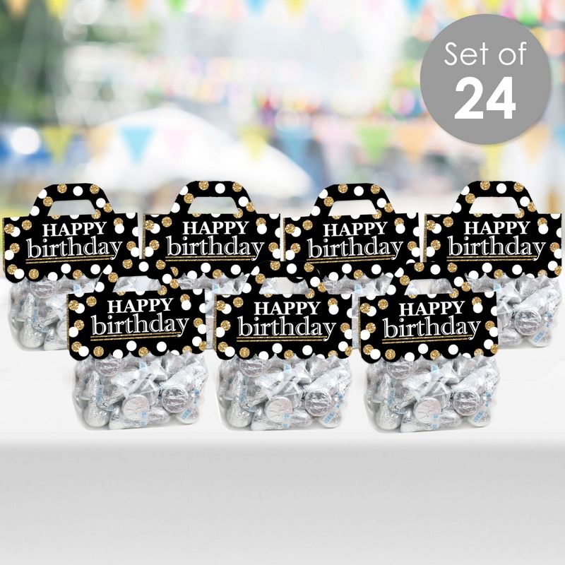 Big Dot of Happiness Adult Happy Birthday Gold DIY Birthday Party Clear Goodie Favor Bag Labels Candy Bags with Toppers Set of 24, 2 of 9