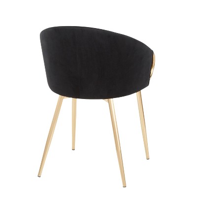 Elegant Black Velvet and Gold Metal Contemporary Dining Chair