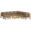 vidaXL 9-Piece Bamboo Patio Furniture Set with Taupe Cushions – Modular Sectional Sofa for Garden, Patio, Deck with Table - 3 of 4