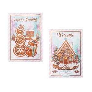 Evergreen Season's Greeting Gingerbread Reversible Suede Garden Flag 12 x 18 Inches Indoor Outdoor Decor - 1 of 4