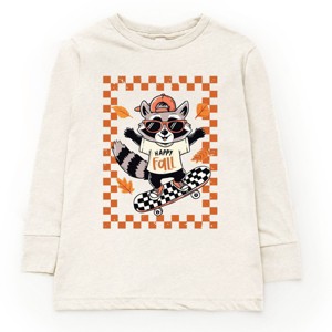 Happy Fall Racoon Skater - Toddler Long Sleeve Graphic Tee and Youth Long Sleeve Graphic T-Shirt - 1 of 3