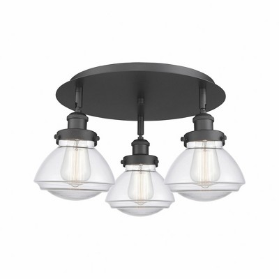 Olean - 3 Light Flush Mount In Art Deco Style-8 Inches Tall and 18.25 Inches Wide