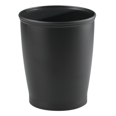 iDesign Small Round Plastic Bathroom Trash Can - Black