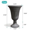 FONTOI 2 Pack Planters with Scalloped Rim, Outdoor Indoor Planters, Flower Plant Pots for Garden, Patio, Backyard, Dark Gray, 15.75"*23.62"*15.75" - 3 of 4