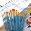 Unique Bargains Paint Brush Setfor Watercolor Nylon Bristles with Aluminum Ferrule and Wood Shaft 20 Pcs - 2 of 3
