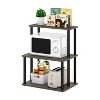 Furinno 3-Tier Ladder Kitchen Rack Storage Shelf Microwave Stand Open Shelves for Kitchen&Living Room&Home Storage,French Oak Grey/Black - 2 of 4