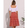 INSPIRE CHIC Women's Floral Elastic Waist Tiered Ruffle Boho Midi Skirts - 4 of 4