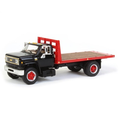 Dcp First Gear 1/64 Black Chevy C65 Single Axle Truck With Red Flatbed ...