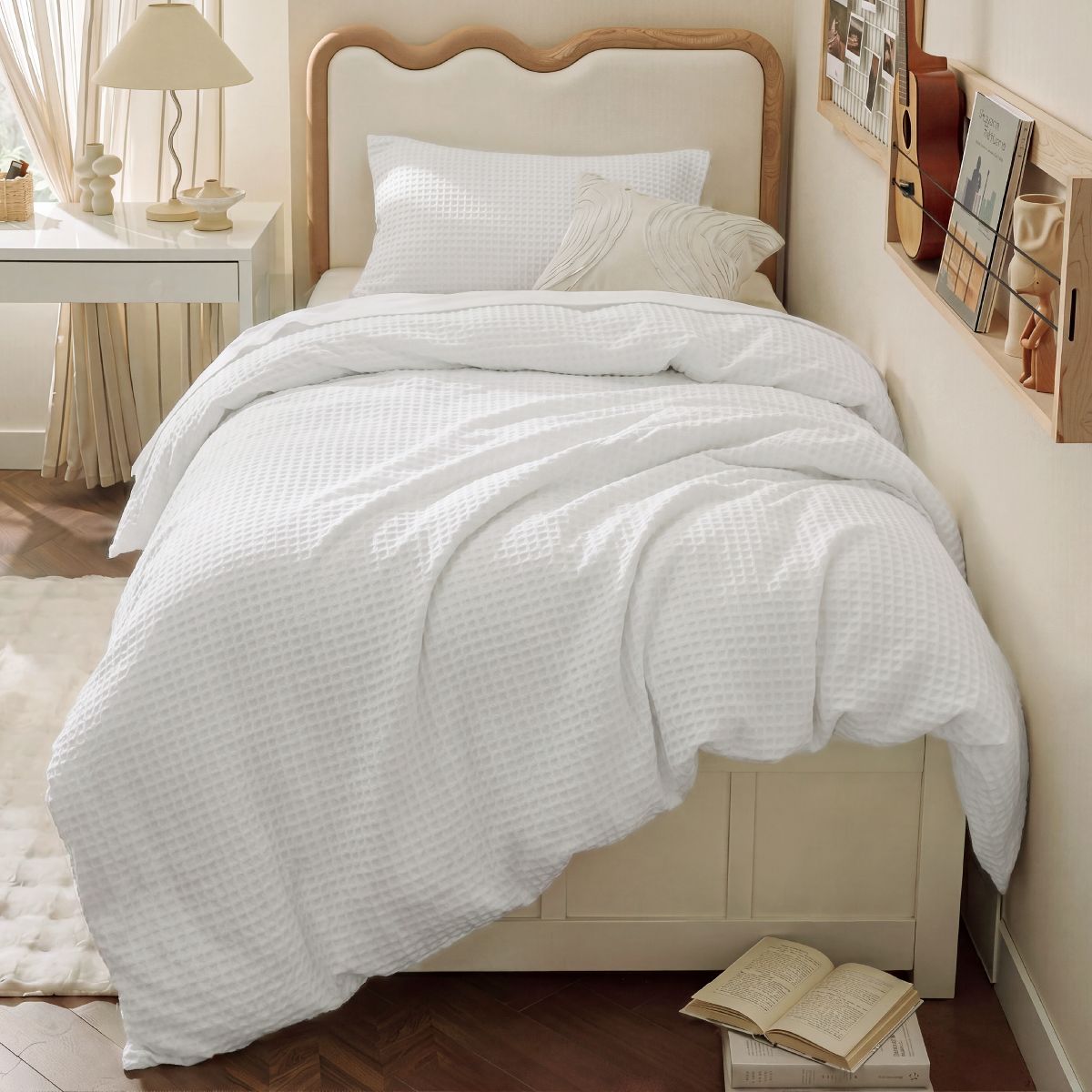 Bedsure 100% Cotton Duvet Cover, PureWoven Waffle Duvet Cover, GentleSoft™ & Breathable Bedding Set