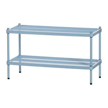 Design Ideas MeshWorks 2 Tier Full Size Metal Storage Shelving Unit Rack for Kitchen, Office, and Garage Organization, 31 x 13 x 17.5 Inches, Sky Blue