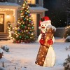 LuxenHome 3.5Ft Let-It-Snow Snowman Outdoor Holiday Decoration with Lights White, Red, Green, Black - 4 of 4