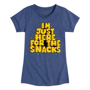 Girls' - Instant Message - I'm Just Here For The Snacks Fitted Short Sleeve Graphic T-Shirt - 1 of 4