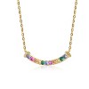 Guili Sterling Silver Necklace with Gold-Plated finish, featuring Multi-Color Cubic Zirconia Bar for a bold, colorful statement piece. - 2 of 3