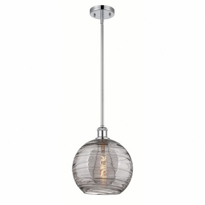 Athens Deco Swirl - 1 Light Stem Hung Mini Pendant In Industrial Style-13 Inches Tall and 10 Inches Wide
