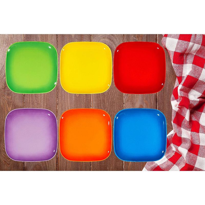 Bruntmor 10" Square Ceramic Appetizer Plates or Serving Platter, Set of 6, Multicolored, 3 of 4