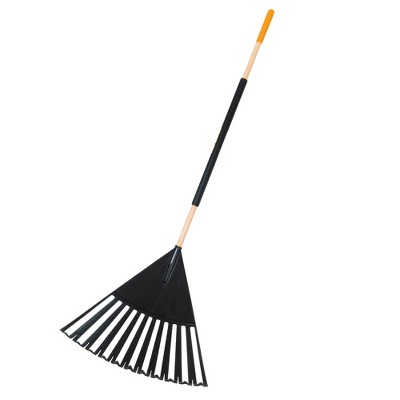 48 In. Hardwood/steel Handle Leaf Rake With 24 In. W Clog-free Tines ...