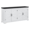 Country Style Wooden Sideboard Buffet Cabinet Accent Storage Cabinet Cupboard Console Table w/Pine Doors & Legs, 4 Metal Handles for Entryway - 4 of 4