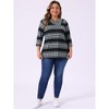 Agnes Orinda Women's Plus Size Comfy Knit 3/4 Sleeve V Neck Stripe Boho Casual Blouse - 3 of 4