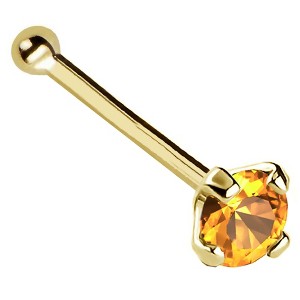 Jewelry Avalanche 22G 14K Gold Ball-end Nose Stud with Citrine Gemstone - 1 of 2