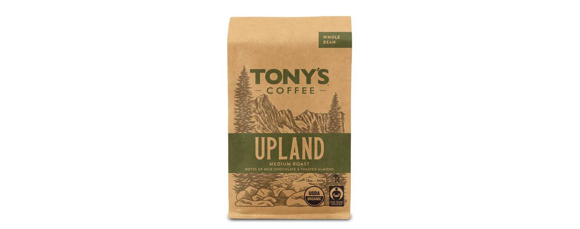 Tony's Coffee Upland Medium Roast Whole Bean Coffee - 12oz: Organic Certified, Fair Trade Certified