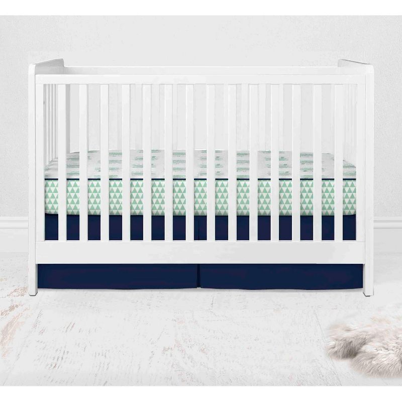 Bacati - Boys Noah Muslin Mint Navy 10 pc Crib Bedding Set with 4 Swaddling Blankets, 4 of 10