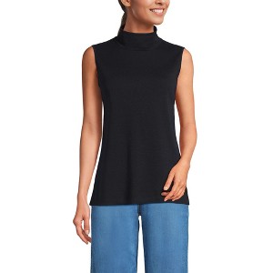 Lands' End Women's Fine Gauge Sleeveless Mock Sweater - 1 of 3