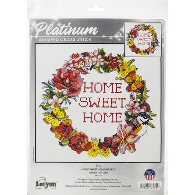 Janlynn Stamped Cross Stitch Kit 14"X14"-Home Sweet Home